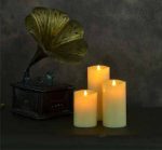 3.5" x 9" Ivory Color Remote Controlled Flickering Flameless Classic Set Of 3 LED Candle - Image 4