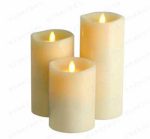 3.5" x 9" Ivory Color Remote Controlled Flickering Flameless Classic Set Of 3 LED Candle