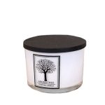 Tree Shape Simple Pattern Soy Wax Glass Jar Candles With Stainless Steel Cover