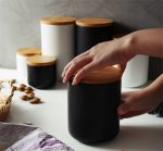 Matte White/Matte Black Ceramic Jar Candles With Wood Lids In Bulk - Image 2
