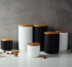 Matte White/Matte Black Ceramic Jar Candles With Wood Lids In Bulk - Image 3