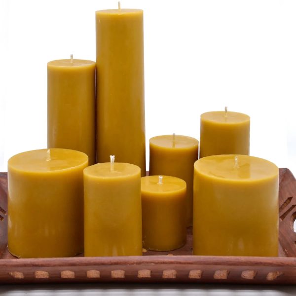 Natural Beeswax Pillar Candle Line