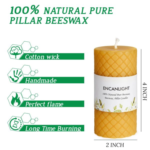 Rhombus Embossed Beeswax Pillar Candles