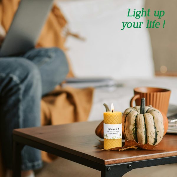 Rhombus Embossed Beeswax Pillar Candles