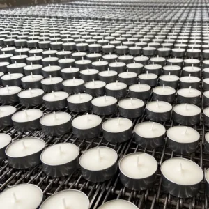 Actual photos of beeswax tea light candles in aluminum tins