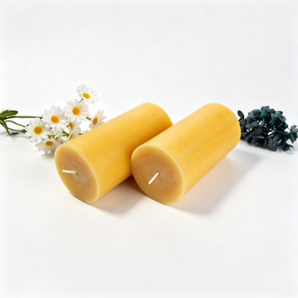 Beeswax pillar candles