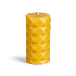 Handmade Diamond‑Textured Beeswax Pillar Candle