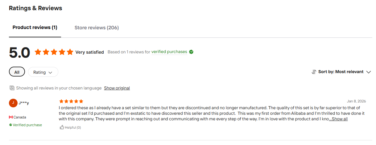 Feedback from a Canadian customer