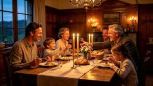 The ambiance created by beeswax candles at dinner