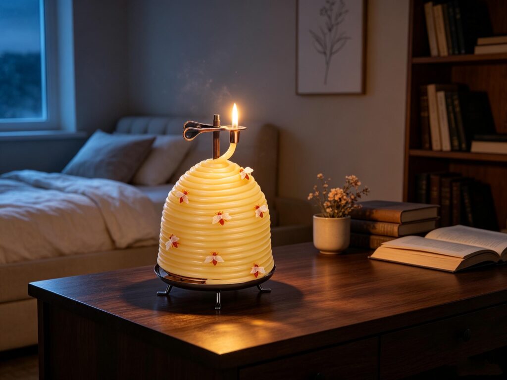 120 hour beehive natural beeswax candles with bees