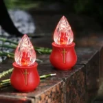 Red Battery-Operated LED Grave Candle