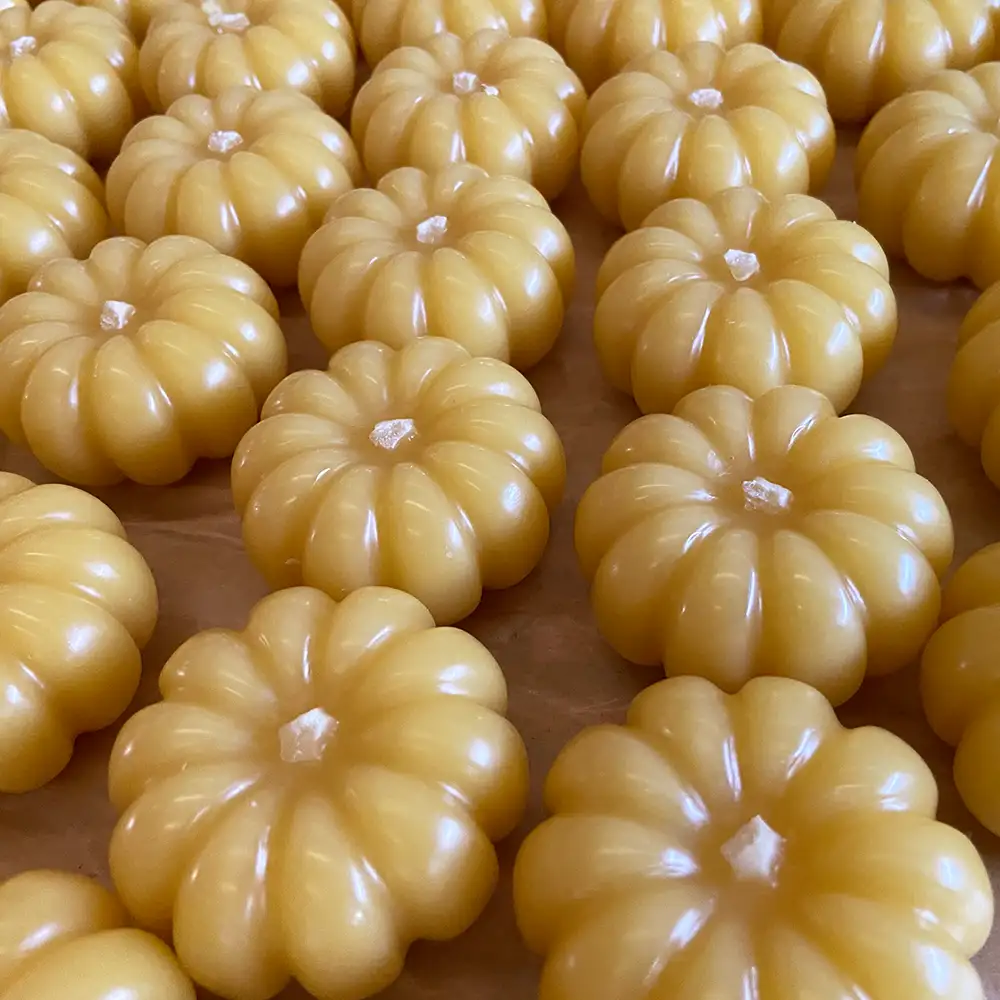 Flower-shaped beeswax candle