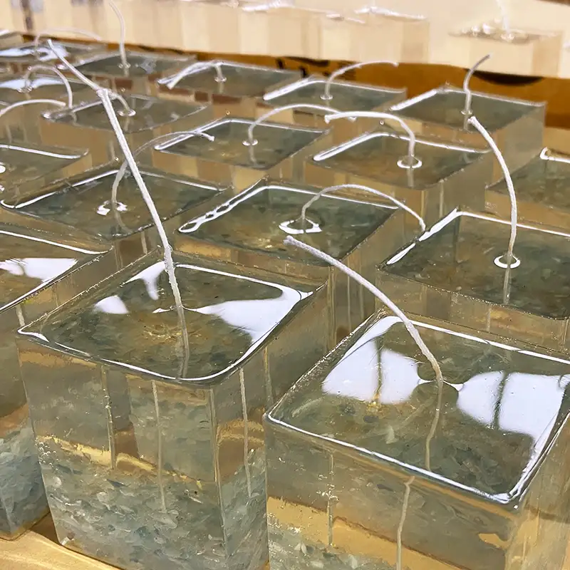 Square Gel Candles With Gemstone Chips Shipment