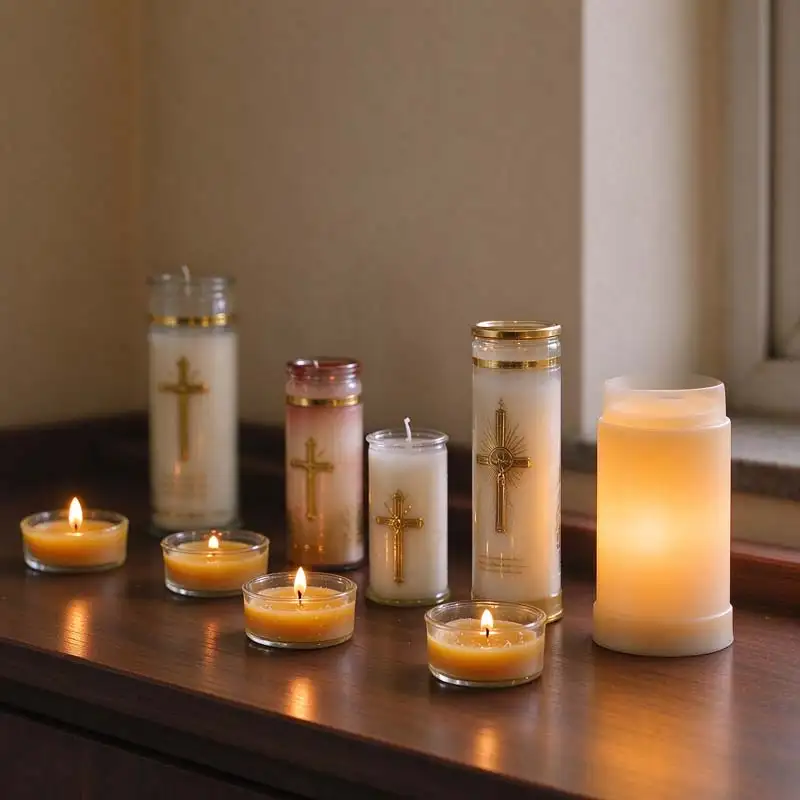 Family Prayer Home memorial altar with beeswax remembrance tealights and prayer candles