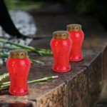 Vase-shaped LED memorial candles for cemeteries