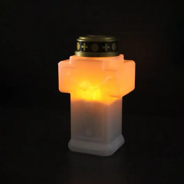 Minimalist cross-shaped LED cemetery memorial candles