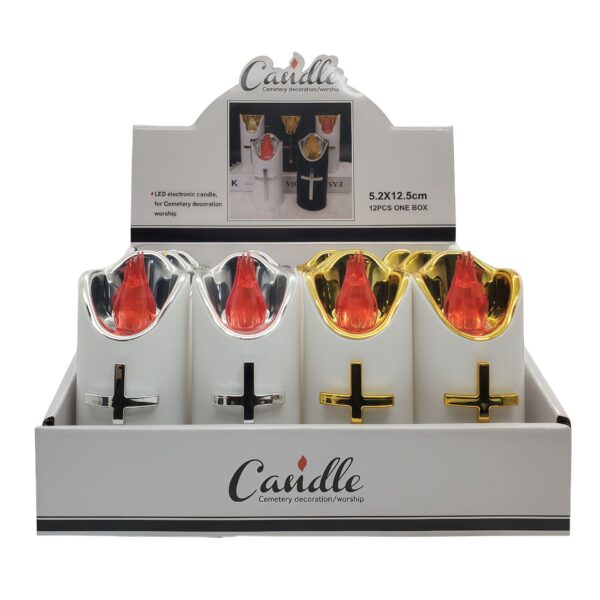 Wholesale Electroplated Cross-Shaped Electronic Cemetery Candles