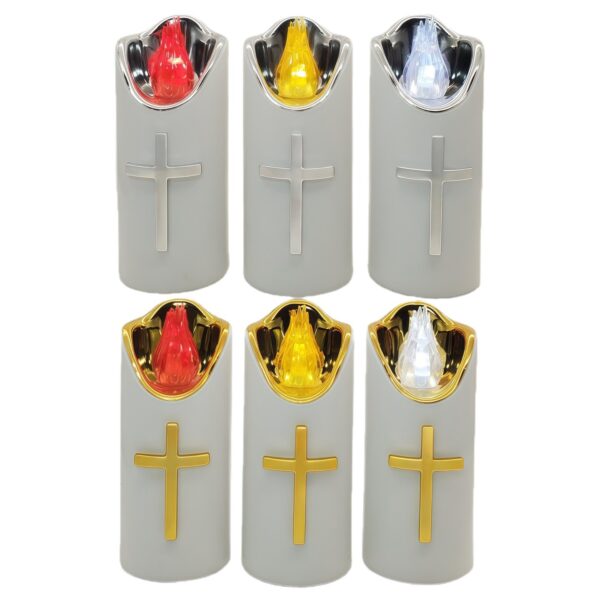 Wholesale Electroplated Cross-Shaped Electronic Cemetery Candles