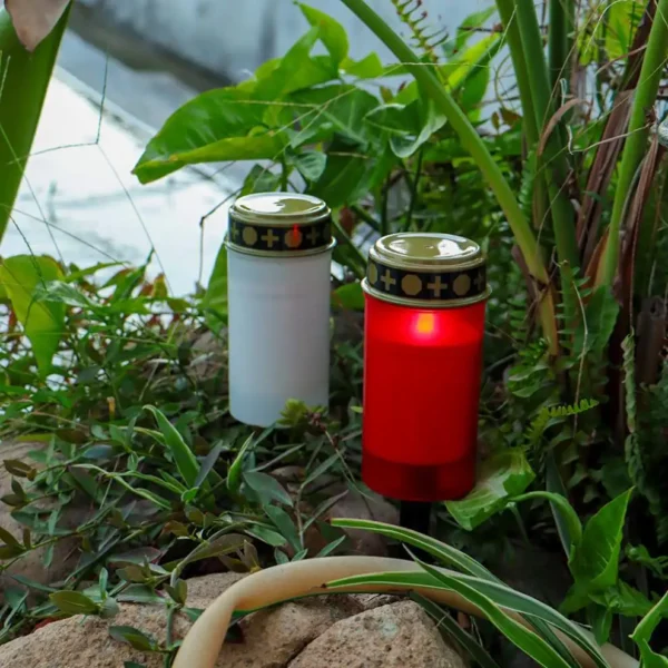 Wholesale cylindrical LED memorial candles for cemeteries with ground sockets