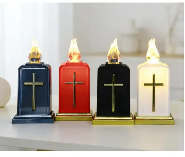 Square Cross Electronic Grave Candle