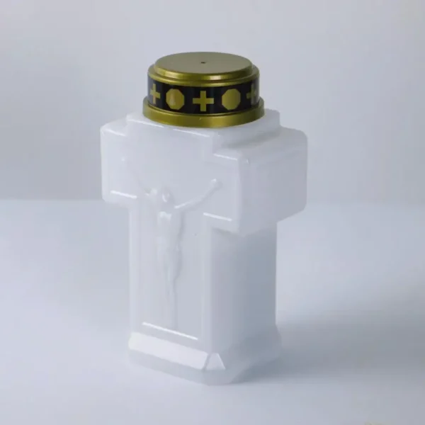 Minimalist cross-shaped LED cemetery memorial candles