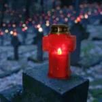 Minimalist cross-shaped LED cemetery memorial candles