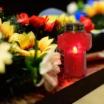 Minimalist cross-shaped LED cemetery memorial candles