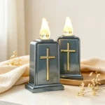 Square Cross Electronic Grave Candle
