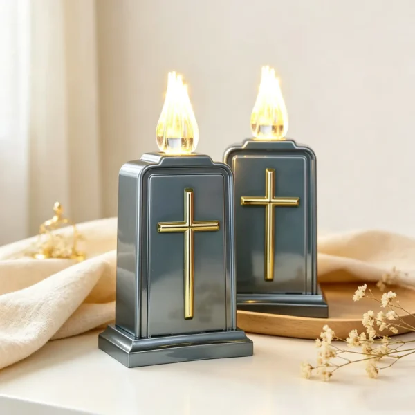 Square Cross Electronic Grave Candle