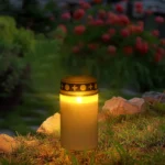 Wholesale cylindrical LED memorial candles for cemeteries with ground sockets