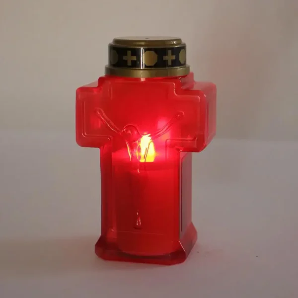 Minimalist cross-shaped LED cemetery memorial candles