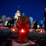 Vase-shaped LED memorial candles for cemeteries