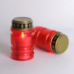 Wholesale of red cylindrical striped LED memorial candles for cemeteries