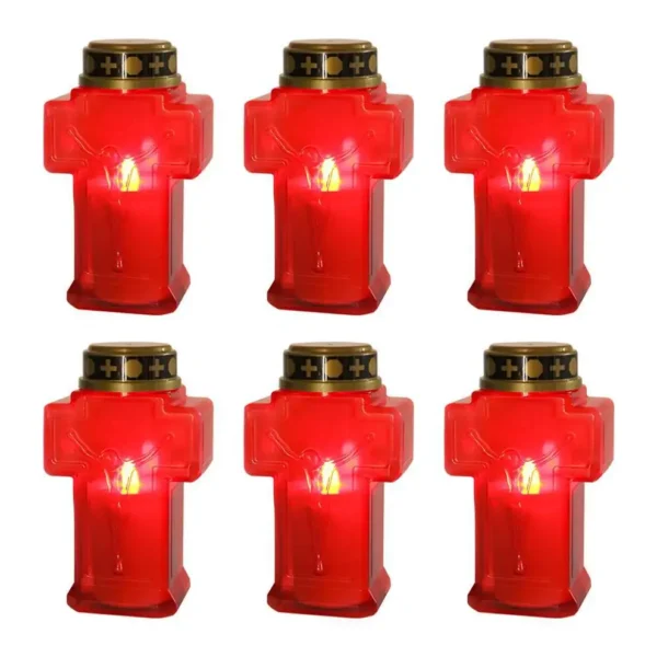 Minimalist cross-shaped LED cemetery memorial candles