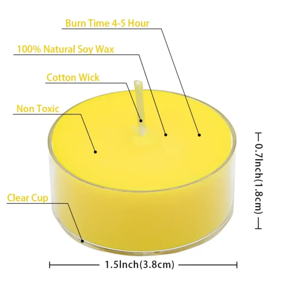 Dimensions of lemon-scented tea light candles