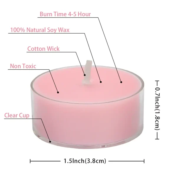 Dimensions of the rose-pink scented candle