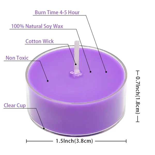Dimensions of Lavender-Scented Tea Light Candles
